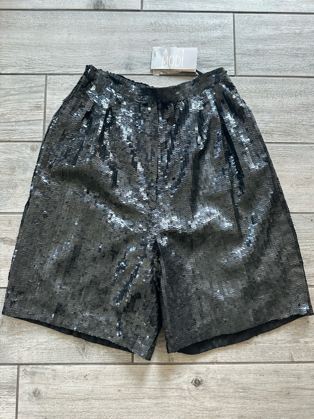 Moda International Black Sequin Shorts Size S Party Holiday Glam